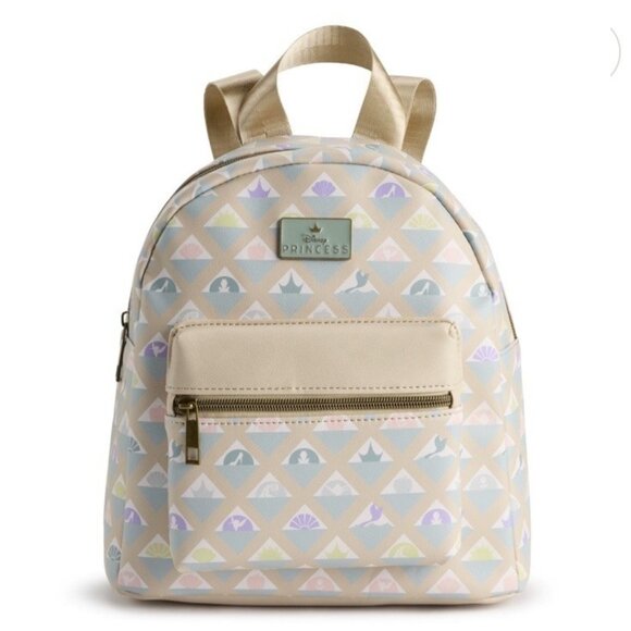 Disney Princesses All Over Print Mini Backpack Gold tone Adjustable straps - Picture 1 of 4
